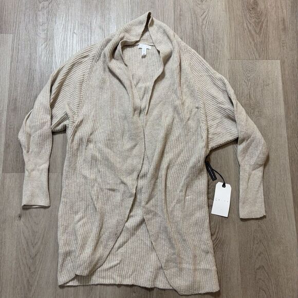 Leith Long Knit‎ Open Cardigan Sz Small Tan Heather Collar - Picture 1 of 8